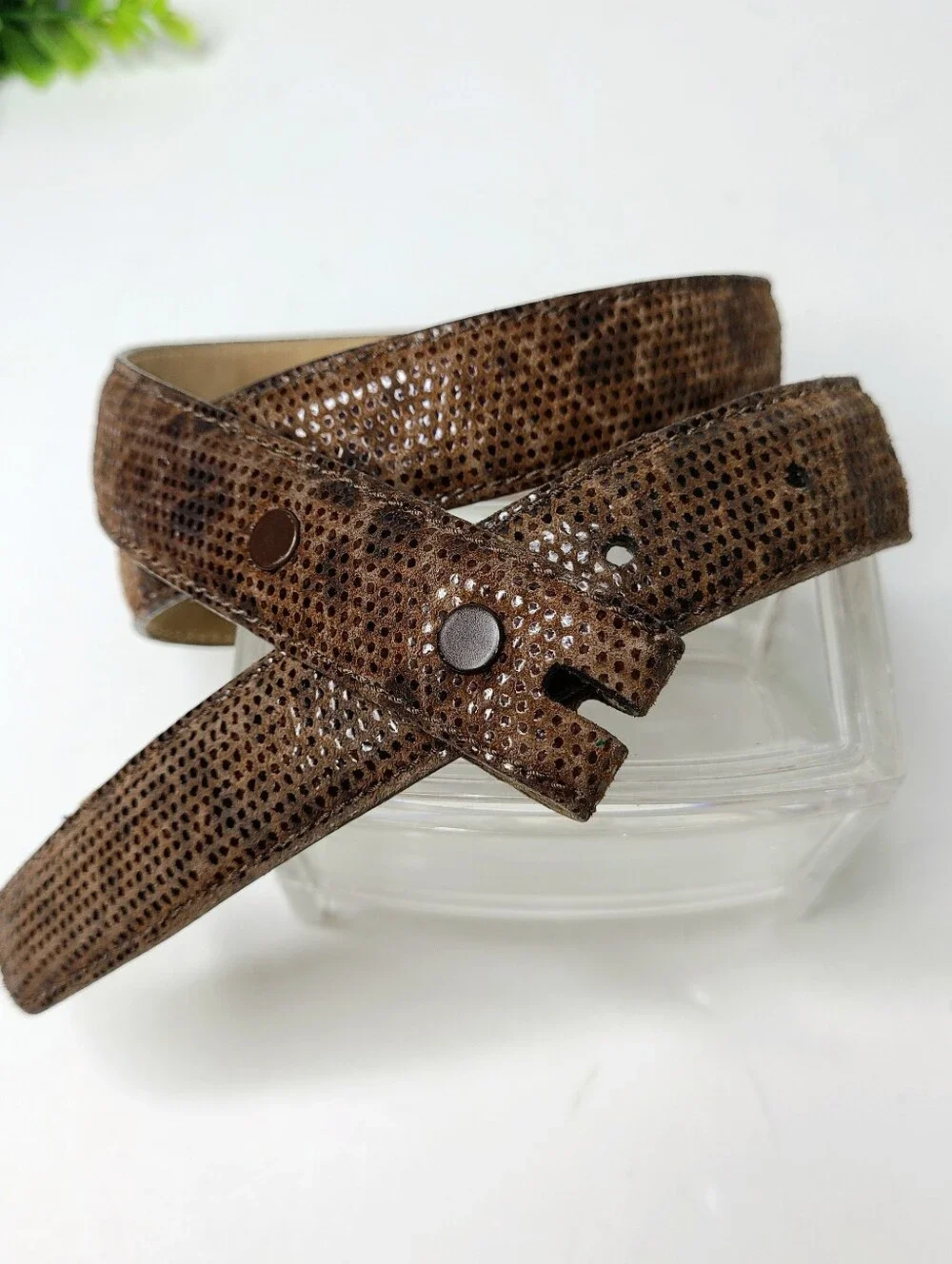 Judith Jack Brown Suede Snakeskin Genuine Leather USA Belt Strap